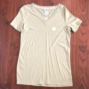 PINK Green V-neck Tee